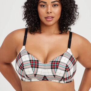 New Torrid 42C Everyday Wire Free Lightly‎ Lined 360 Back Smoothing Plaid Bra